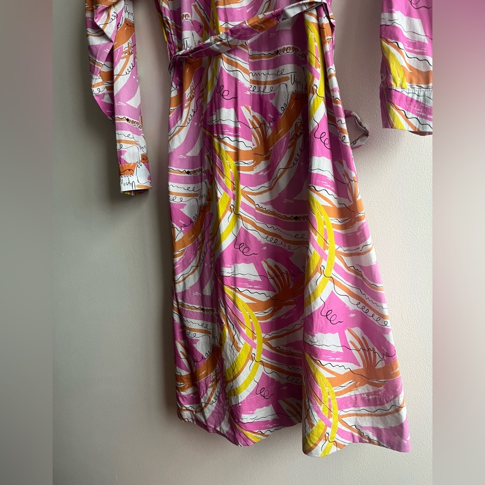 Anthropologie Pink & Orange Long Sleeve Printed Dress - Picture 8 of 14